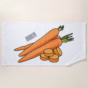 Carrot cartoon illustration beach towel