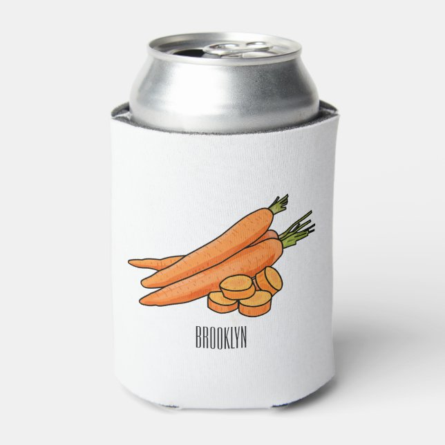 Carrot cartoon illustration can cooler (Can Front)