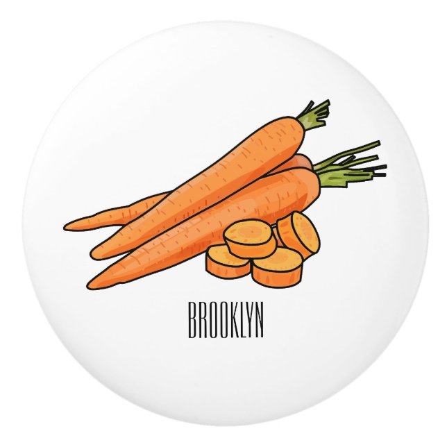 Carrot cartoon illustration ceramic knob (Front)
