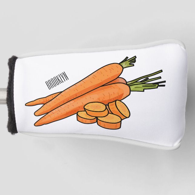 Carrot cartoon illustration golf head cover (Front)