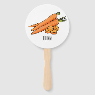 Carrot cartoon illustration hand fan