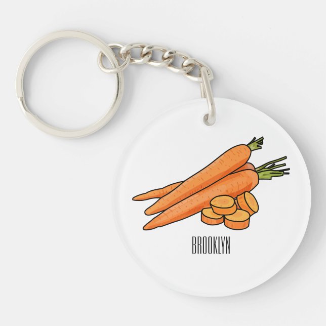 Carrot cartoon illustration key ring (Front)