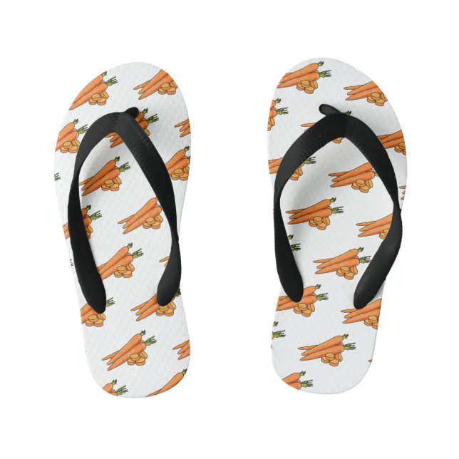 Carrot cartoon illustration kid's flip flops (Footbed)