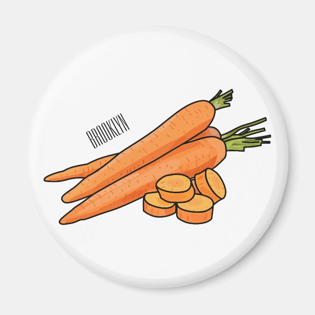 Carrot cartoon illustration magnet (Front)