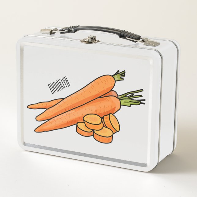 Carrot cartoon illustration metal lunch box (Front)