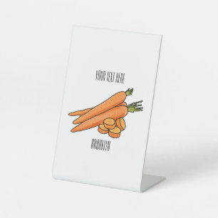 Carrot cartoon illustration pedestal sign