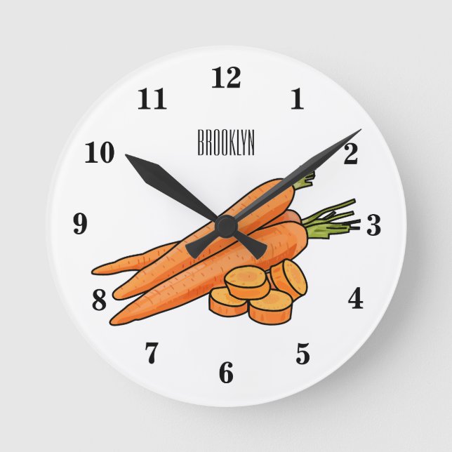 Carrot cartoon illustration round clock (Front)
