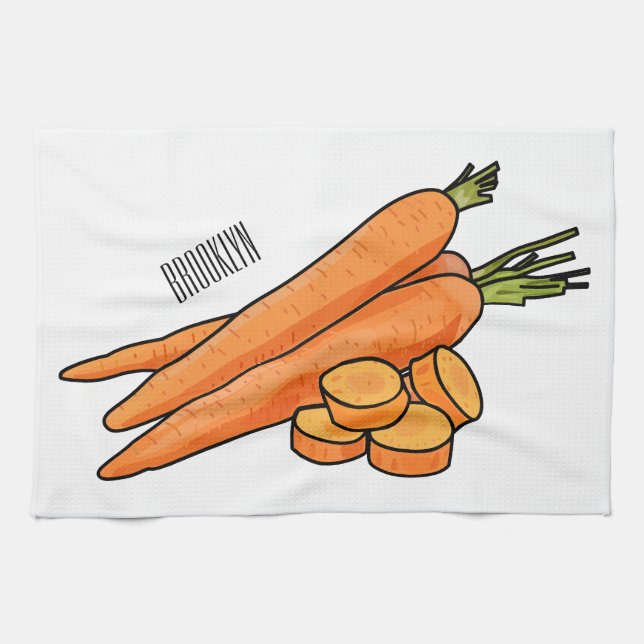Carrot cartoon illustration tea towel (Horizontal)