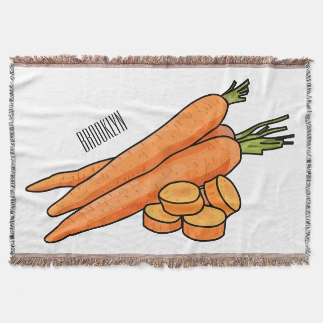 Carrot cartoon illustration throw blanket (Front)