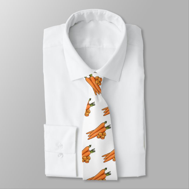 Carrot cartoon illustration tie (Tied)
