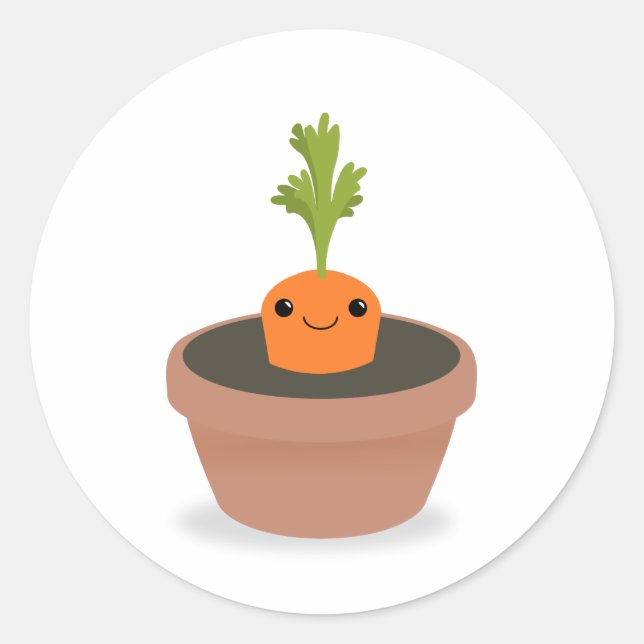 Carrot Character Classic Round Sticker (Front)