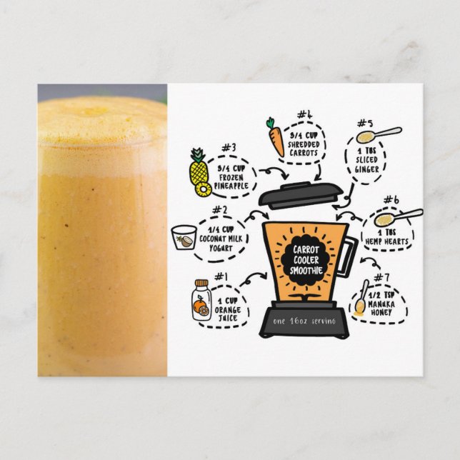 Carrot Cooler Smoothie Recipe Postcard (Front)