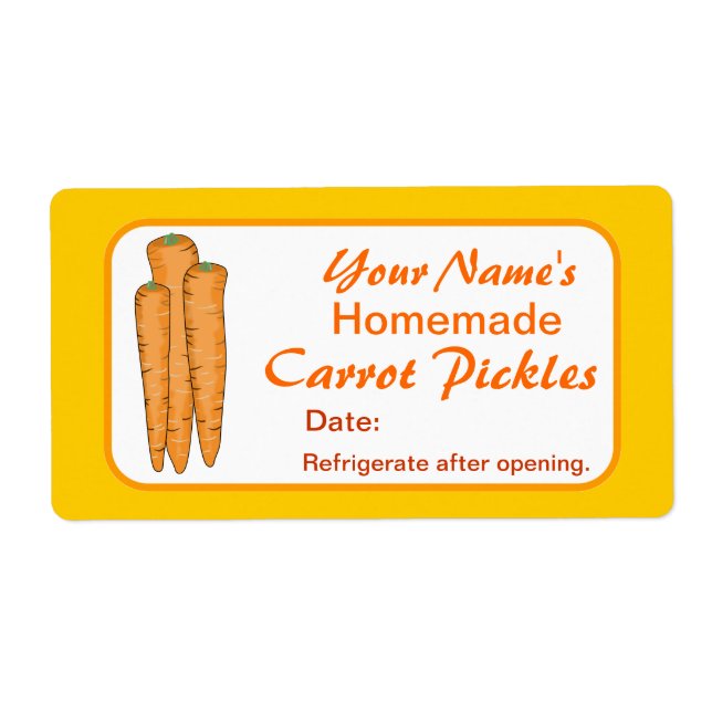 Carrot Custom Pickle Jar Labels Personalised (Front)