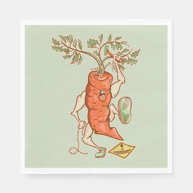 Carrot fighting Funny vegetable Napkin (Front)