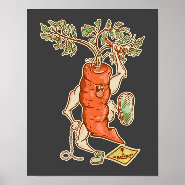 Carrot fighting Funny vegetable Poster (Front)