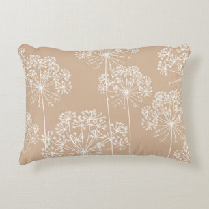 Carrot Flower Silhouette Soft Beige Throw Pillow