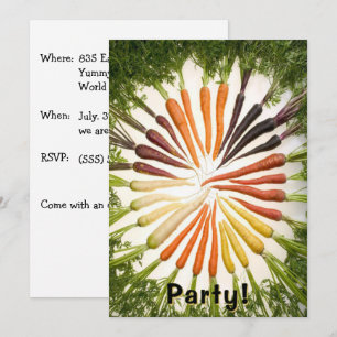 Carrot Garden Colourful Vegetable Rainbow Fun Part Invitation