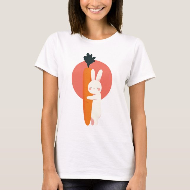 Carrot Hug Bunny T-Shirt (Front)