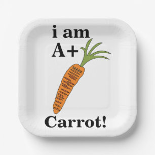 Carrot I am A+ Funny Carrot Party Paper Plate