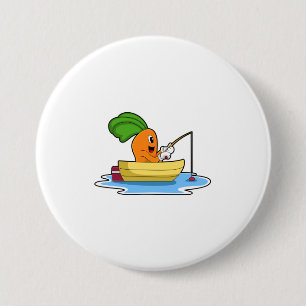 Carrot in Boat at Fishing with Fishing rod 7.5 Cm Round Badge