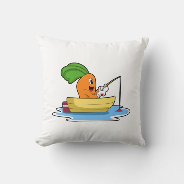 Carrot in Boat at Fishing with Fishing rod Cushion (Front)