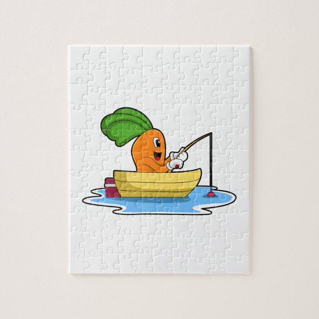 Carrot in Boat at Fishing with Fishing rod Jigsaw Puzzle (Vertical)
