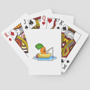 Carrot in Boat at Fishing with Fishing rod Playing Cards