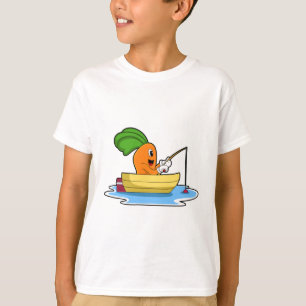 Carrot in Boat at Fishing with Fishing rod T-Shirt