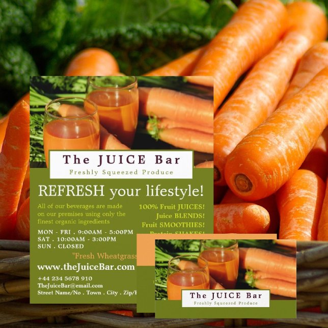 Carrot Juice, Juice Bar Business Card (Creator Uploaded)