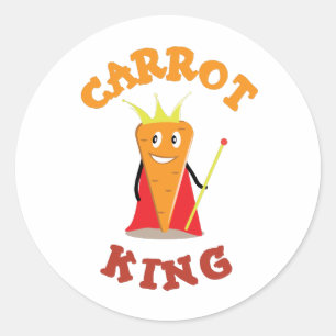 Carrot king royal vegetable crown illustration classic round sticker