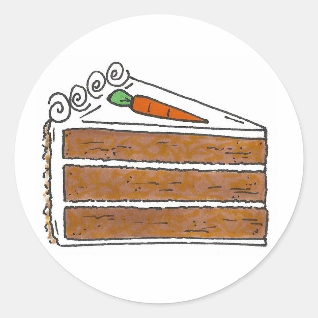 Carrot Layer Cake Slice Dessert Baking Foodie Classic Round Sticker (Front)