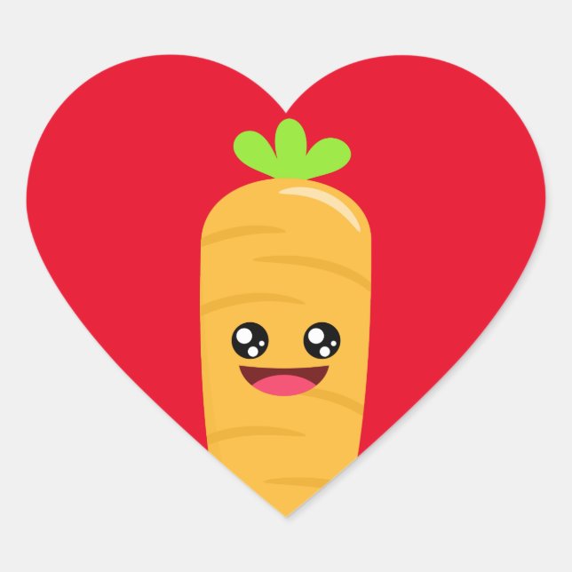 Carrot Love Heart Sticker (Front)