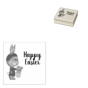 Carrot Lover Bunny Easter Custom Happy Easter Rubber Stamp