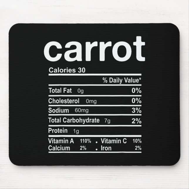 Carrot Nutrition Facts Funny Thanksgiving Christma Mouse Mat (Front)