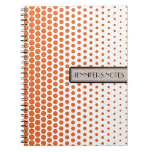 Carrot Orange Polka Dot Elegant Modern White Notebook