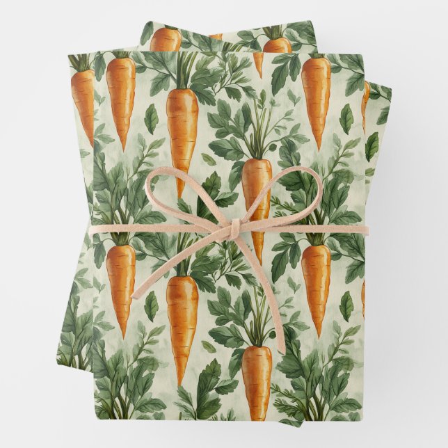 Carrot Pattern Spring Garden Decoupage Wrapping Paper Sheet (In situ)
