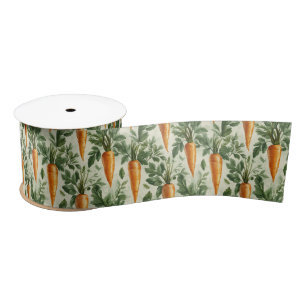 Carrot Pattern Spring Garden Satin Ribbon