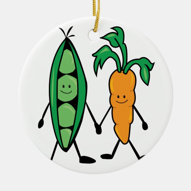 Carrot & Peas Ceramic Tree Decoration (Front)