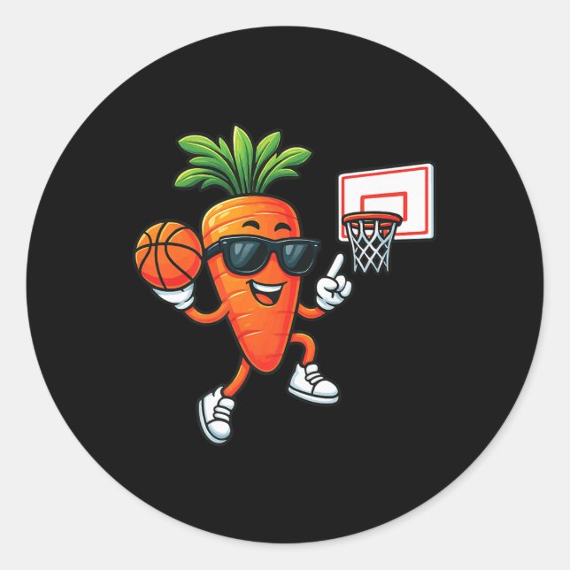 Carrot Playing Basketball Premium  Classic Round Sticker (Front)