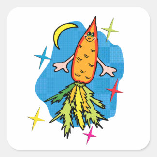 Carrot Rocket Ship: Also known as Fast Food Square Sticker