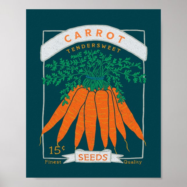 Carrot Seed Packet Poster (Rich Navy)  (Front)