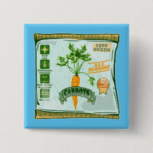 Carrot seeds growing veggies 15 cm square badge