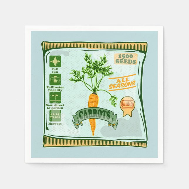 Carrot seeds growing veggies napkin (Front)