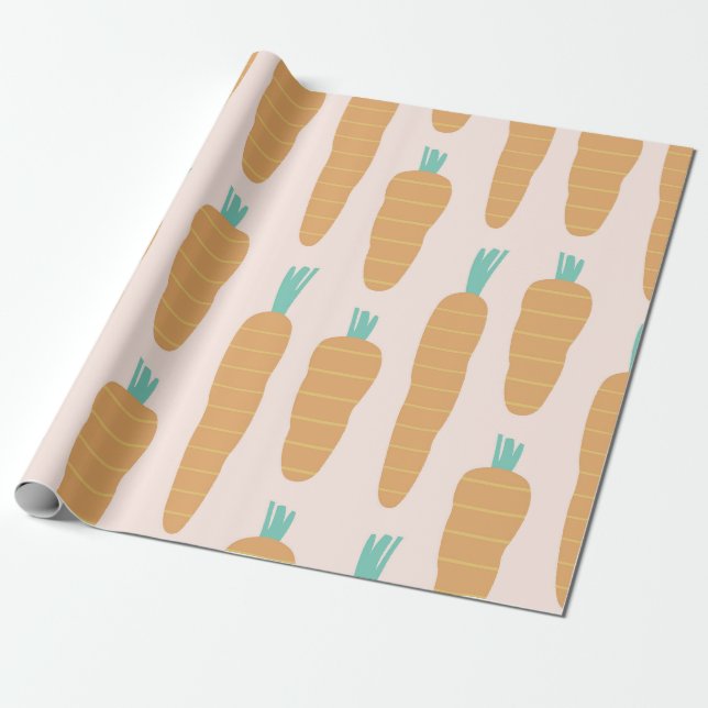 Carrot Stripe Pattern Wrapping Paper (Unrolled)
