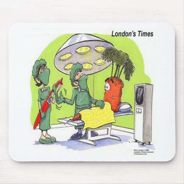 Carrot Surgery Funny Medical Cartoon Mouse Mat (Front)