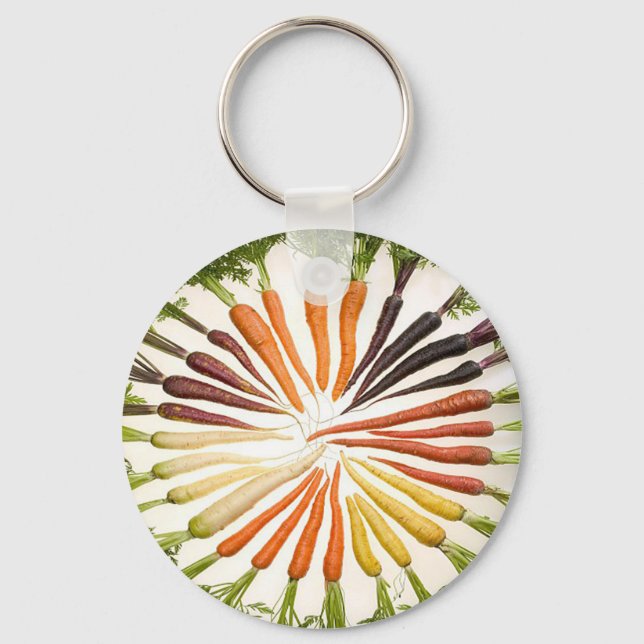 Carrot Vegetables Colorful Rainbow Pattern Garden Key Ring (Front)