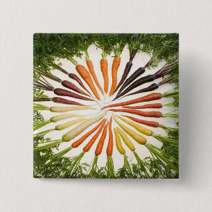 Carrot Vegetables Colourful Rainbow Pattern Garden 15 Cm Square Badge