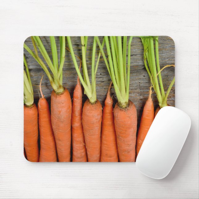 Carrots On Wood Mouse Mat (With Mouse)