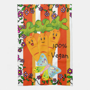 Carrots Orang Stripe 100% Vegan Kitchen Hand Towel