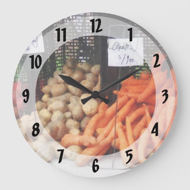 Carrots, Potatoes and Honey Large Clock (Front)